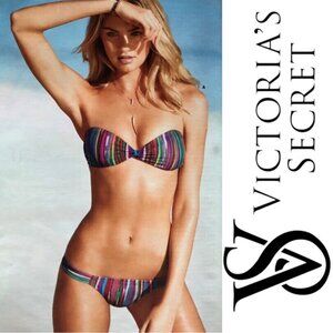Victoria's Secret | Bright Stripe Twist Bandeau Bikini Set | Size Small & Medium
